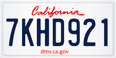 CA license plate 7KHD921