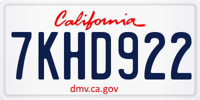 CA license plate 7KHD922