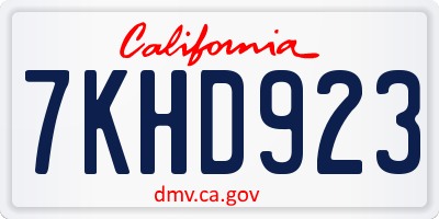 CA license plate 7KHD923
