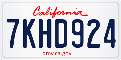 CA license plate 7KHD924
