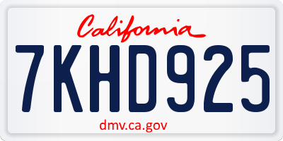 CA license plate 7KHD925