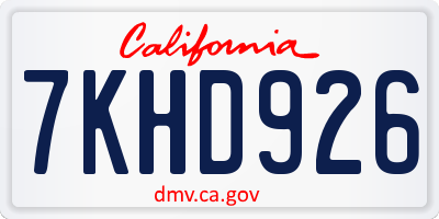 CA license plate 7KHD926