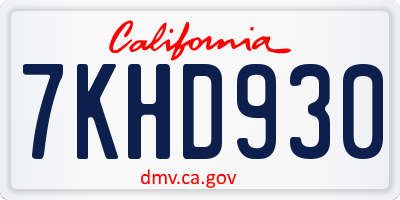 CA license plate 7KHD930