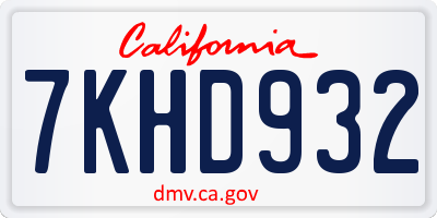 CA license plate 7KHD932