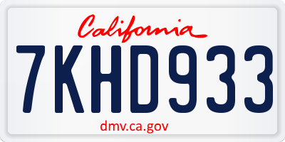 CA license plate 7KHD933