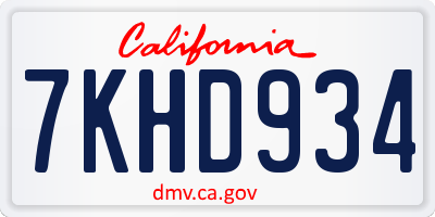 CA license plate 7KHD934