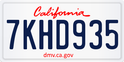 CA license plate 7KHD935