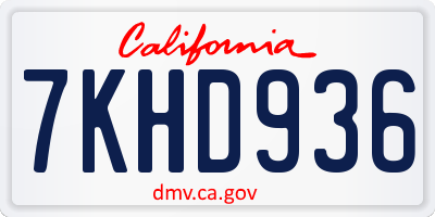 CA license plate 7KHD936
