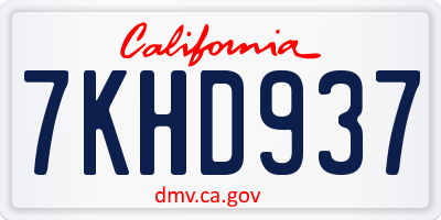 CA license plate 7KHD937