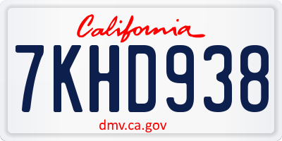 CA license plate 7KHD938
