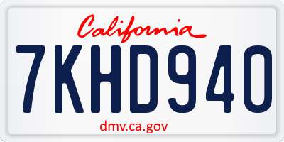 CA license plate 7KHD940