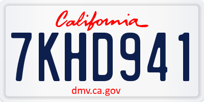CA license plate 7KHD941