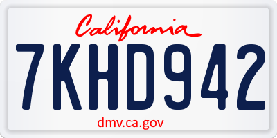 CA license plate 7KHD942