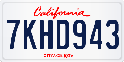 CA license plate 7KHD943