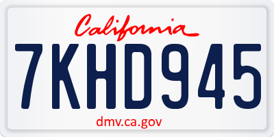 CA license plate 7KHD945