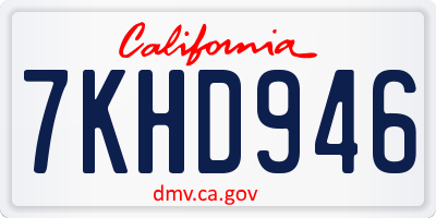 CA license plate 7KHD946