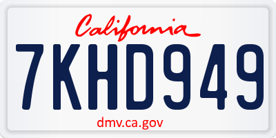 CA license plate 7KHD949