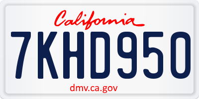 CA license plate 7KHD950