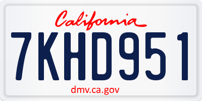 CA license plate 7KHD951