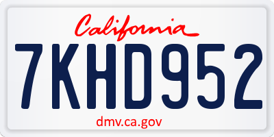 CA license plate 7KHD952