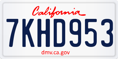 CA license plate 7KHD953