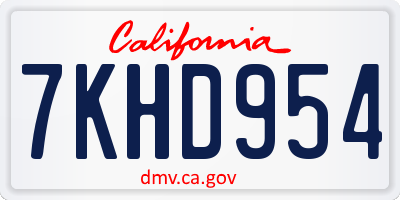 CA license plate 7KHD954