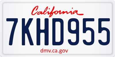 CA license plate 7KHD955