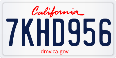 CA license plate 7KHD956