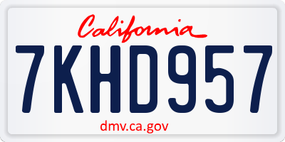 CA license plate 7KHD957