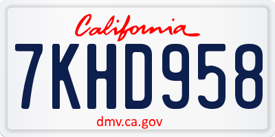CA license plate 7KHD958