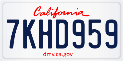 CA license plate 7KHD959