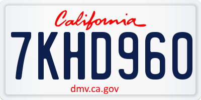 CA license plate 7KHD960