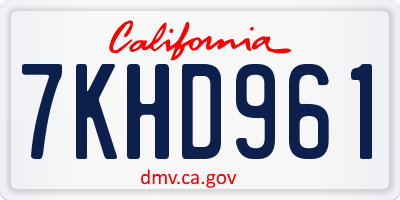 CA license plate 7KHD961