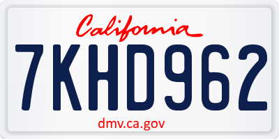 CA license plate 7KHD962