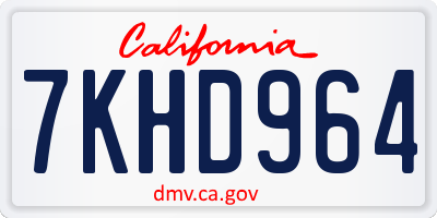 CA license plate 7KHD964
