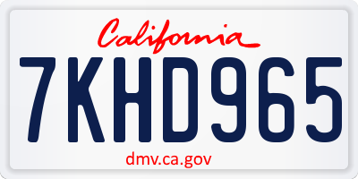 CA license plate 7KHD965