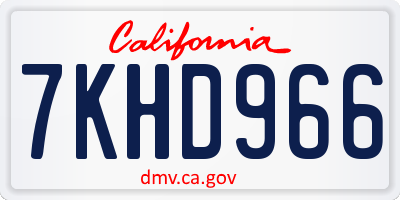 CA license plate 7KHD966