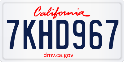 CA license plate 7KHD967