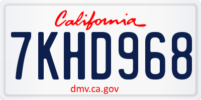 CA license plate 7KHD968