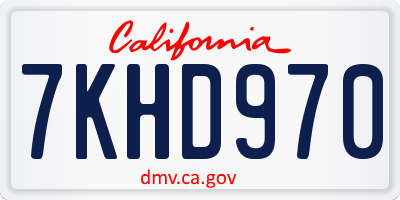CA license plate 7KHD970