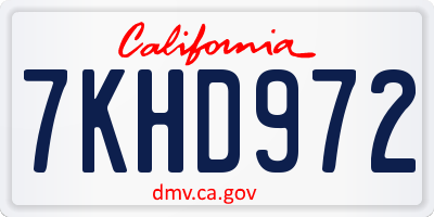 CA license plate 7KHD972