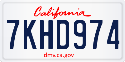 CA license plate 7KHD974