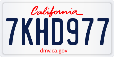 CA license plate 7KHD977