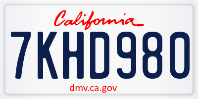 CA license plate 7KHD980
