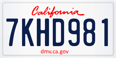 CA license plate 7KHD981