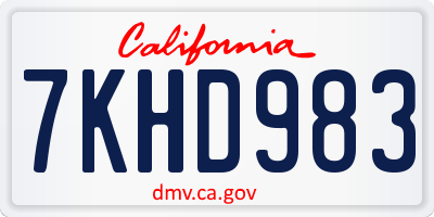 CA license plate 7KHD983