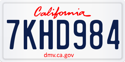 CA license plate 7KHD984
