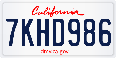 CA license plate 7KHD986