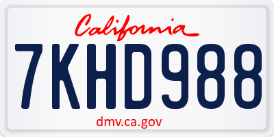 CA license plate 7KHD988