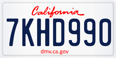 CA license plate 7KHD990